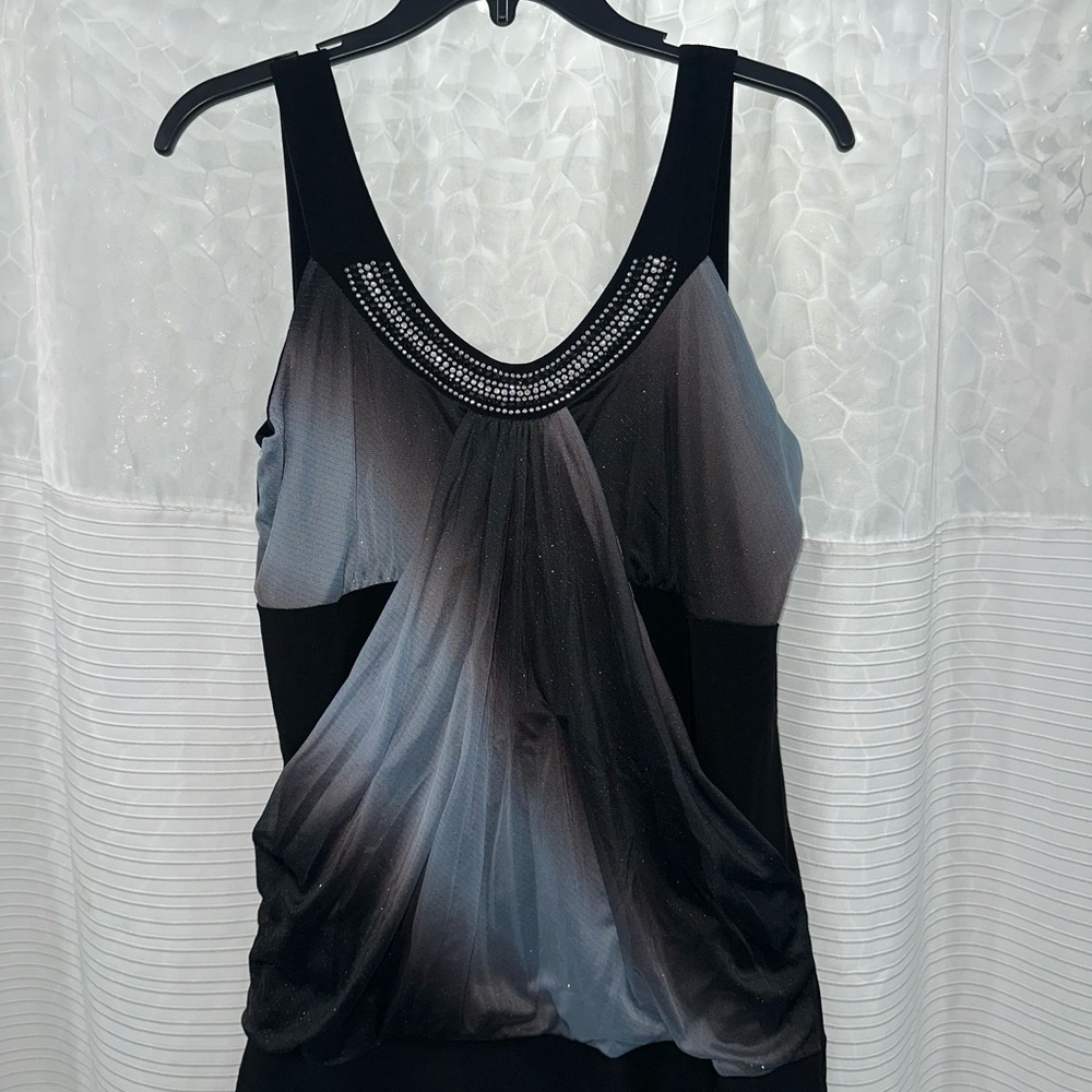 Elegant Black and Gray Sleeveless Top